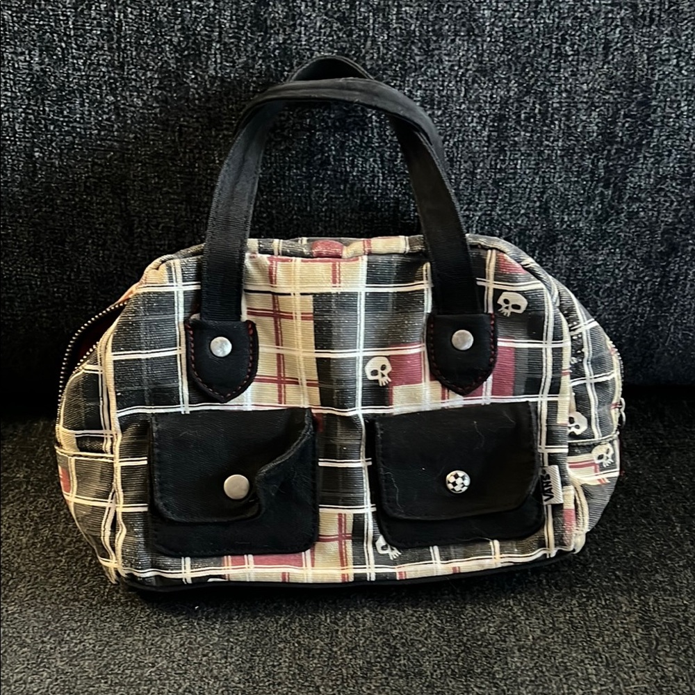 Vintage Vans Grunge Emo Mini Purse Y2K Plaid and Skulls